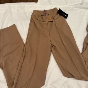 Fashion Nova Tan High-Waisted Trousers